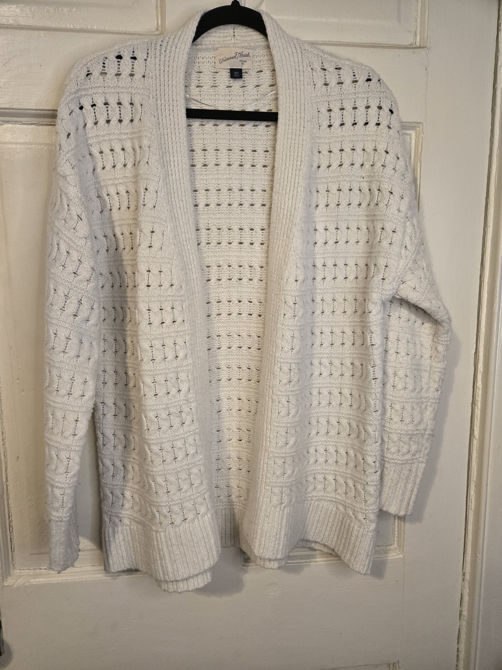 Universal Thread Cream Open-Knit Shawl Collar Cardigan
